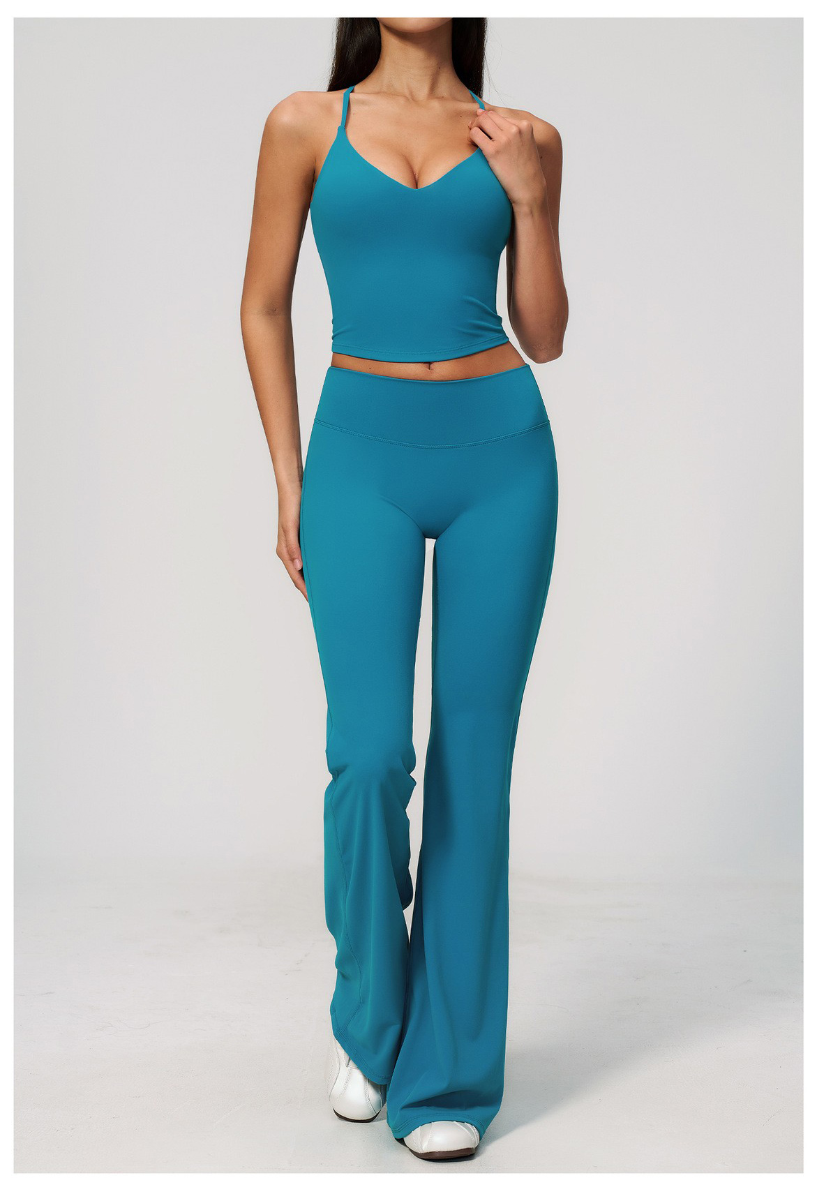 European and American yoga suit high elastic tight horn long yoga pants Pilates training yoga suit detail