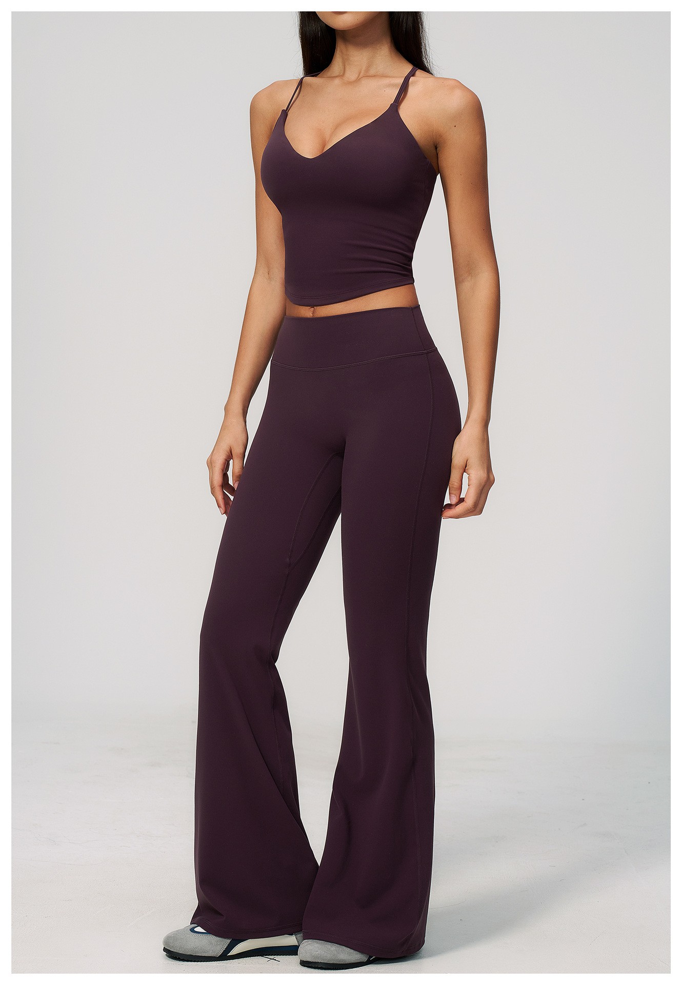 European and American yoga suit high elastic tight horn long yoga pants Pilates training yoga suit detail