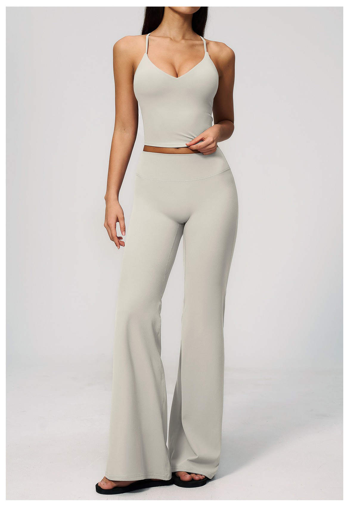 European and American yoga suit high elastic tight horn long yoga pants Pilates training yoga suit detail