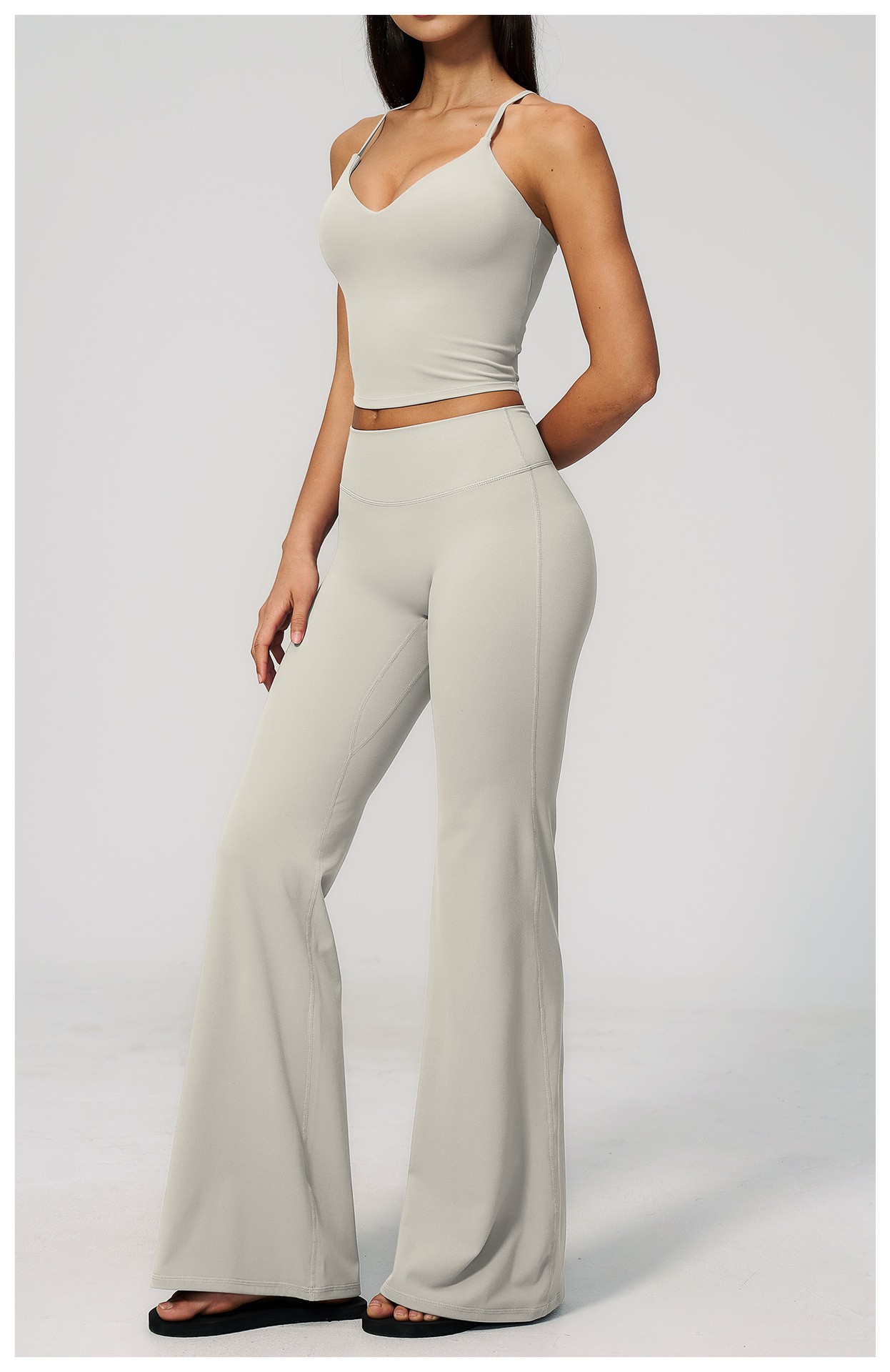 European and American yoga suit high elastic tight horn long yoga pants Pilates training yoga suit detail