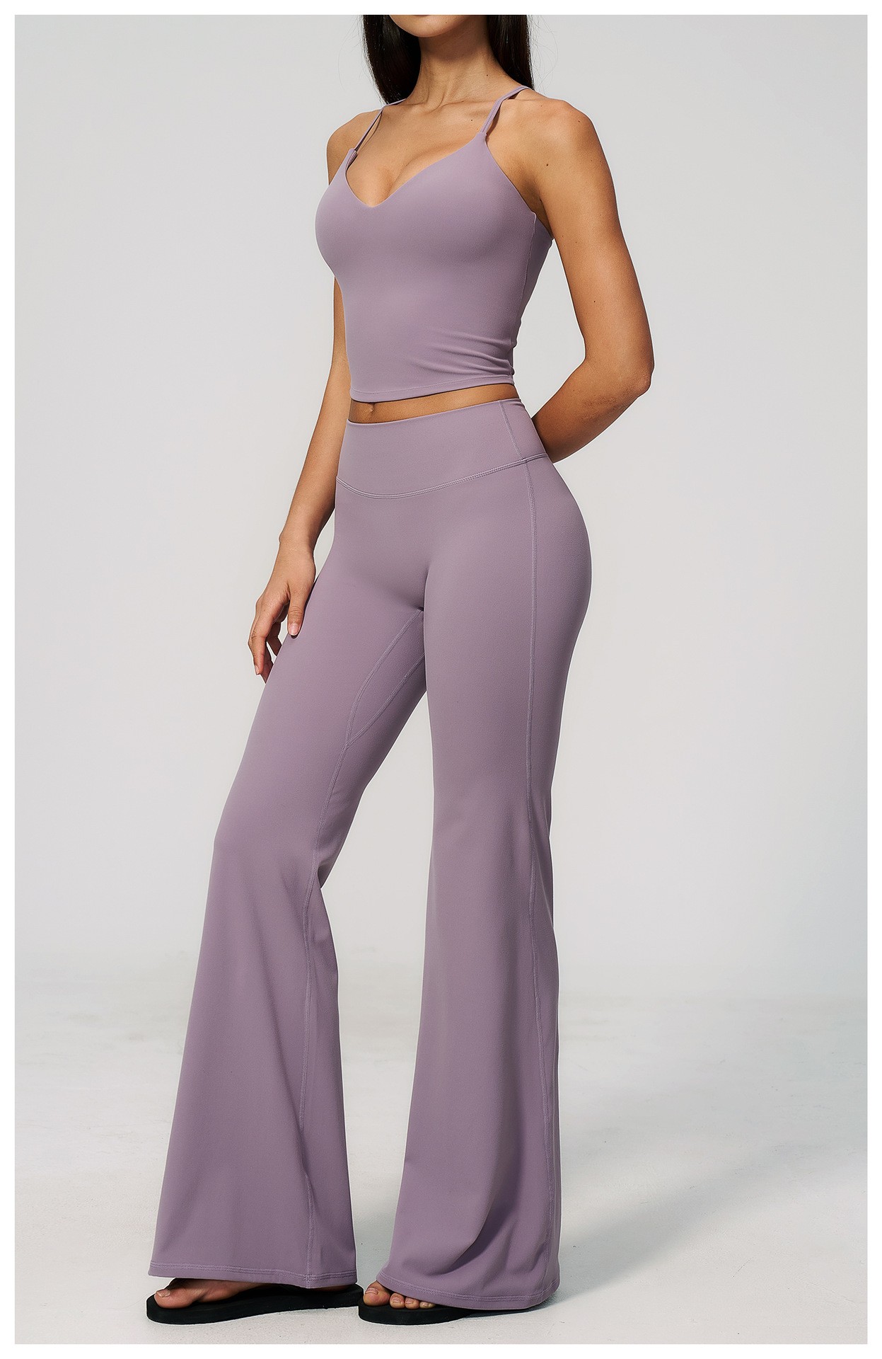 European and American yoga suit high elastic tight horn long yoga pants Pilates training yoga suit detail
