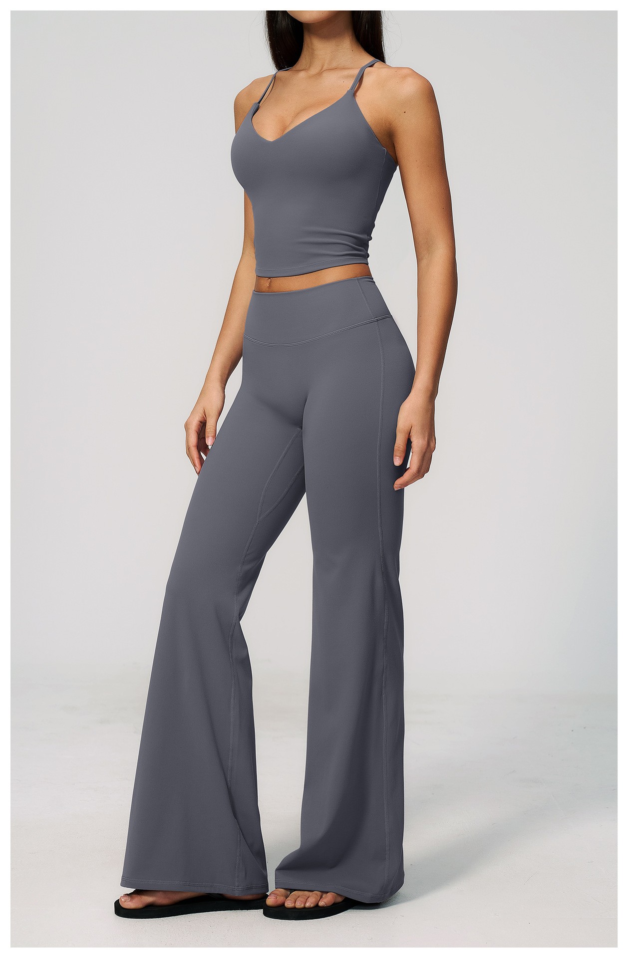 European and American yoga suit high elastic tight horn long yoga pants Pilates training yoga suit detail