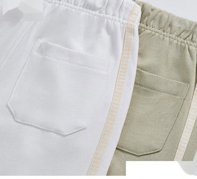 Customized cotton terry two-bar sweatpants for boys and girls children's loose casual pants detail