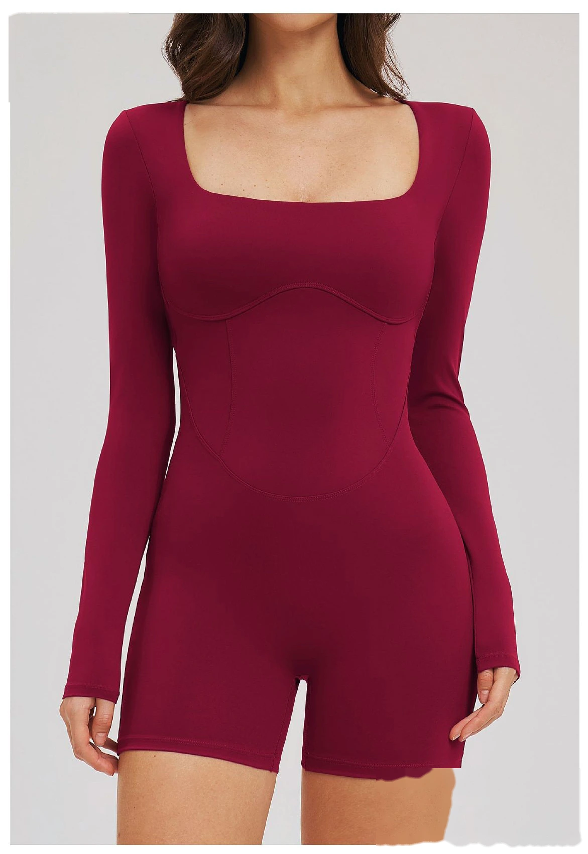 Women's Custom Hollow Out Open Back Tight Fitness Onesie - Long Sleeve Yoga Suit for Outdoor Running & Gym detail