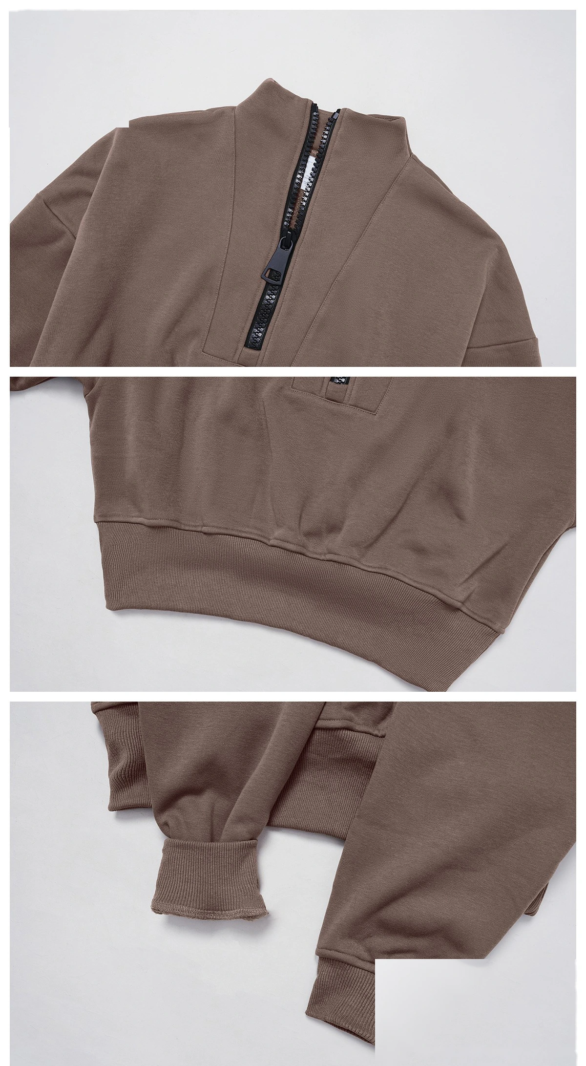 Customized autumn and winter stand collar loose sweater warm and casual outdoor sports sweater top detail