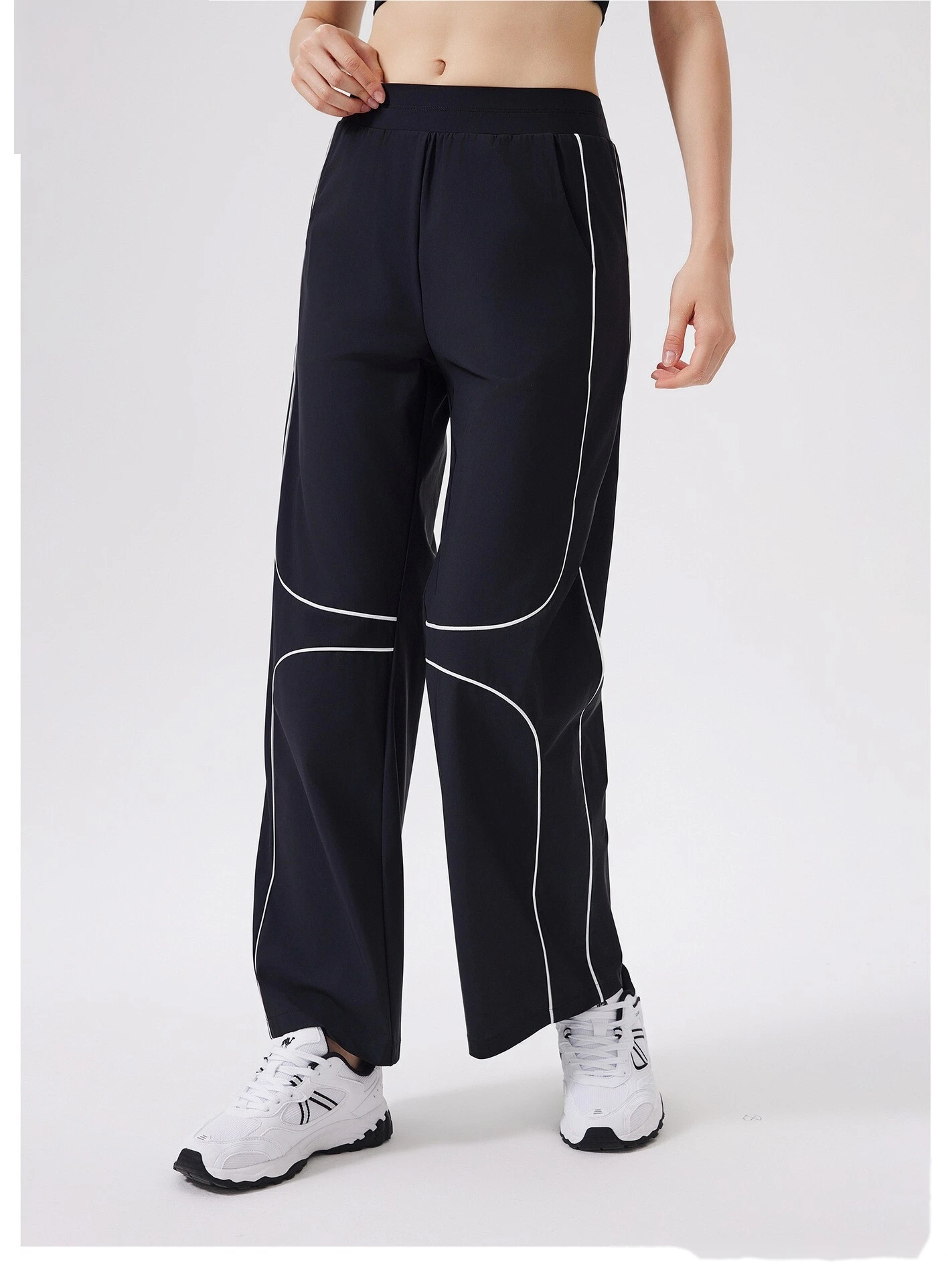 Quick-drying exercise cool pants women running loose yoga high waist fitness pants outdoor detail