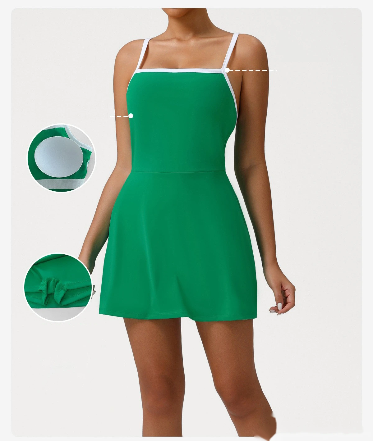 Customize the new sports style suspender dress tennis skirt waist slimming anti-exposure skirt with chest pad. detail