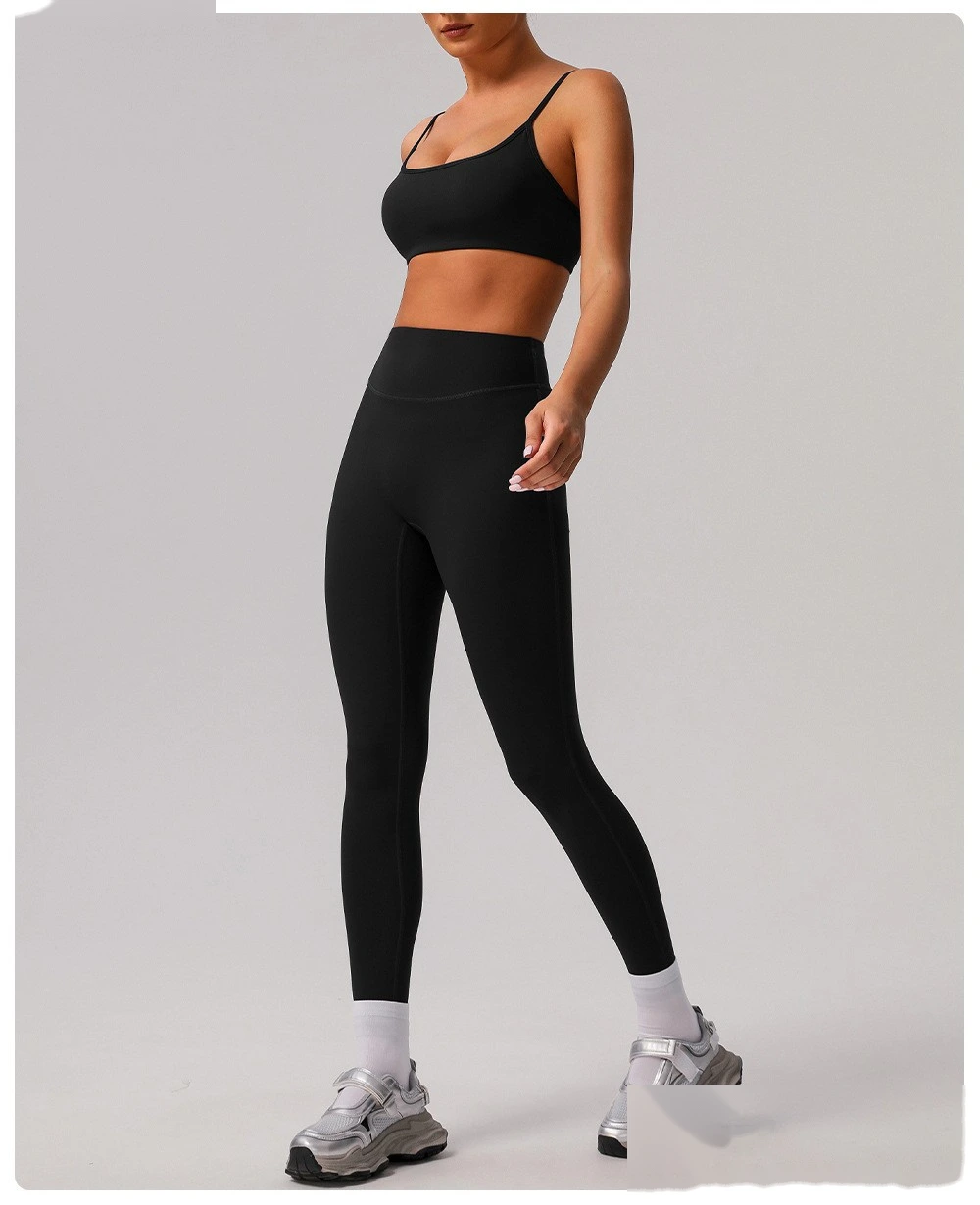 Custom tight nude yoga suit high elastic breathable fitness clothes outdoor body shaping running suit female detail