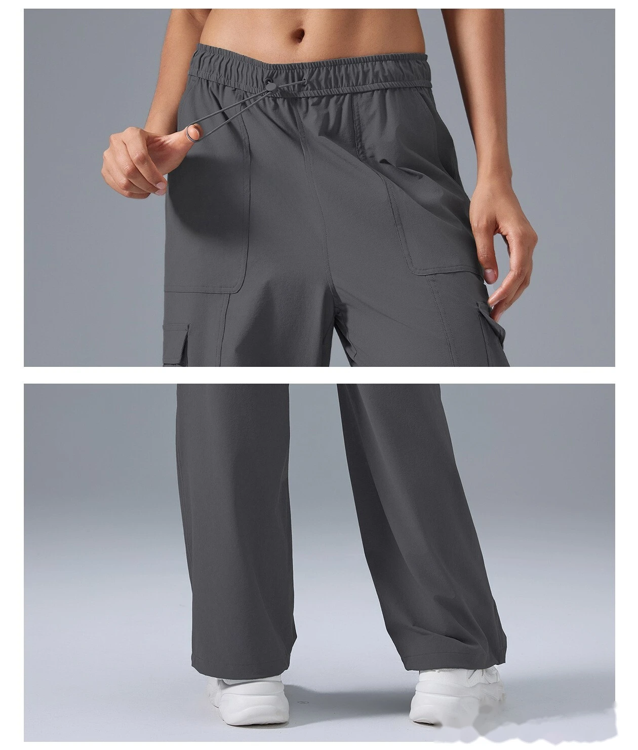 Customize the new loose-legged, wide-leg sports and fitness pants, casual overalls and trousers for women. detail