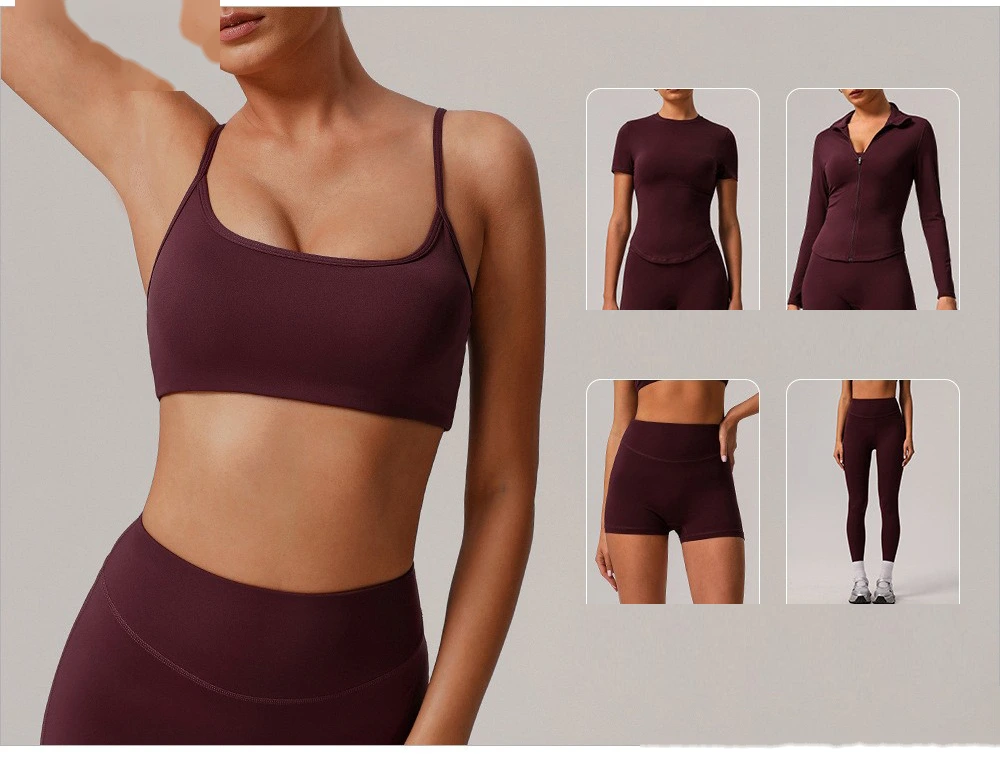 Customized beauty back sports bra nude yoga bra running fitness shirt sling yoga clothes detail