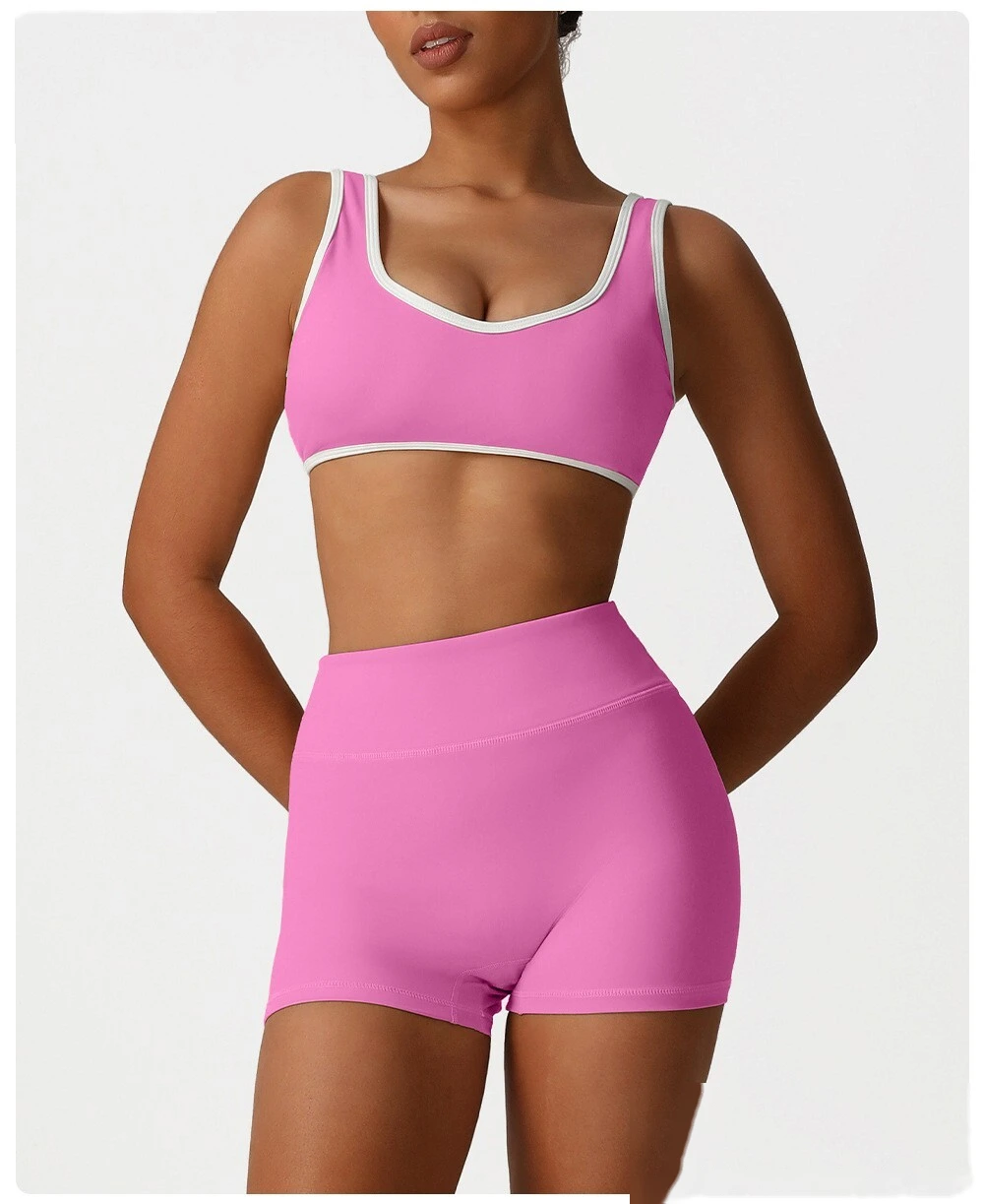 Yoga clothing sports bra Europe and the United States contrast bra fitness exercise high-elastic top vest detail