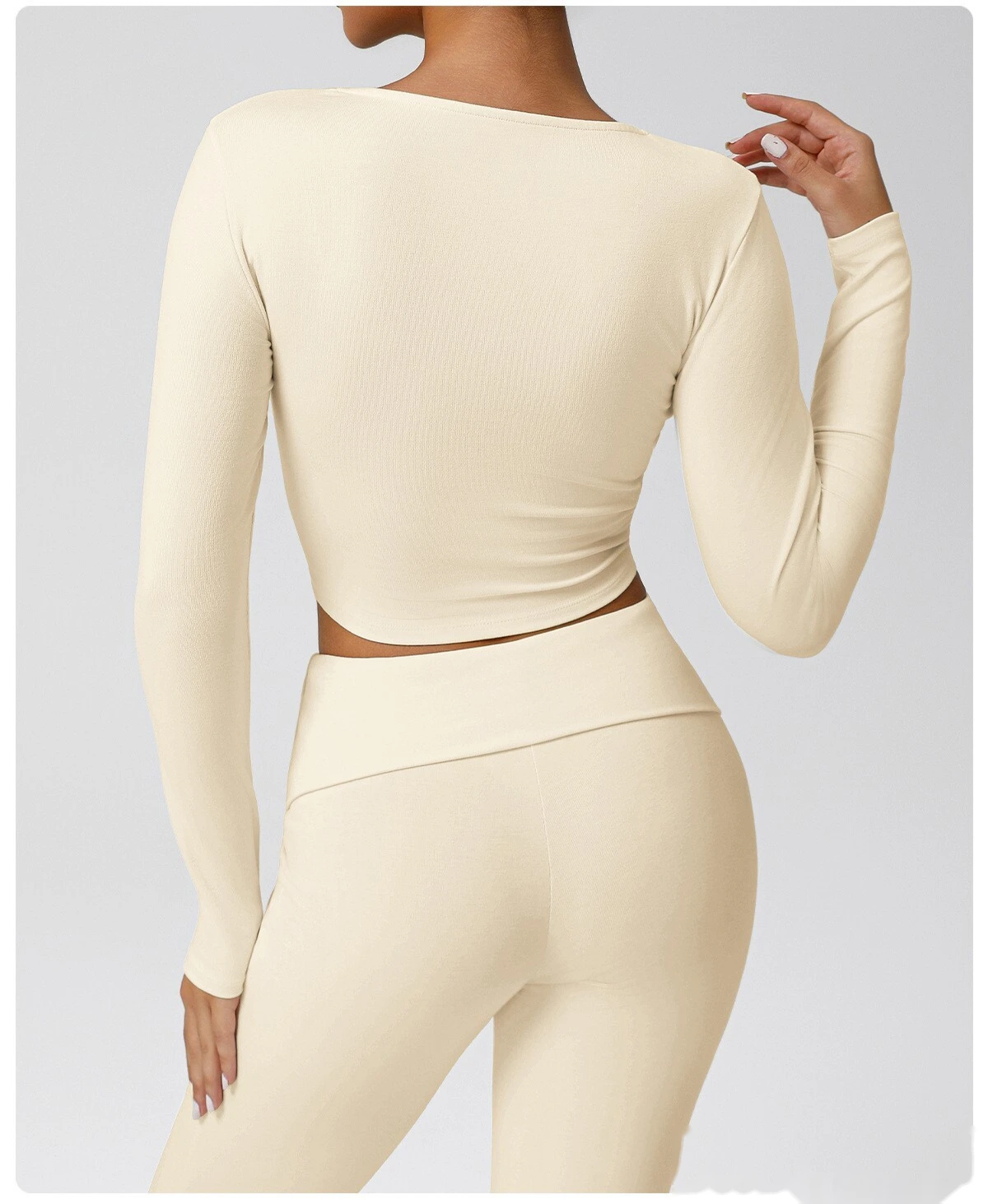 Customized autumn and winter thread sports fitness cardigan slim long-sleeved yoga jacket detail
