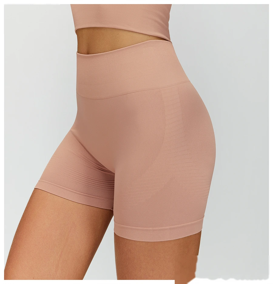 Custom Seamless High-Waisted Yoga Shorts - Women’s Butt-Lifting Peach Hip Tight Fitness Running Shorts detail