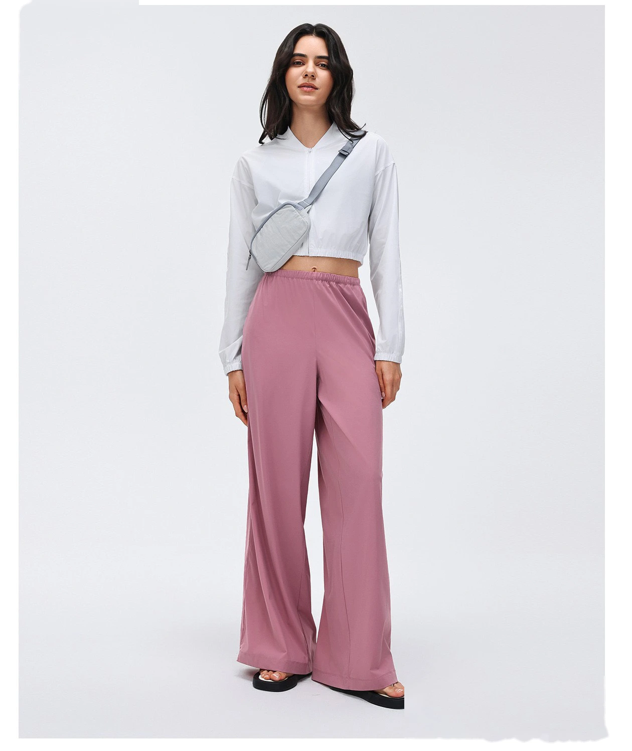 Bulk Custom Slouchy Wide-Leg Pants - Women's Loose Drape Breathable Dance Yoga Casual Sports Long Pants detail