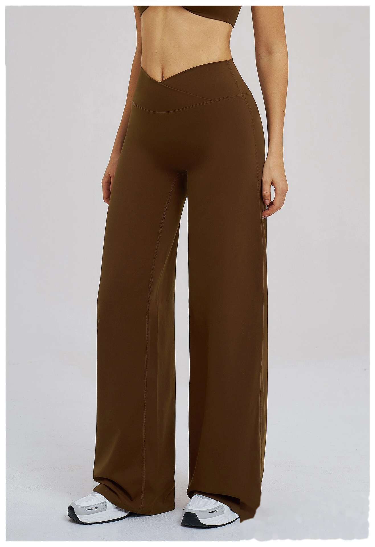 Bulk Custom Legging Lined Wide-Leg Pants - Women's Cross Waist Loose Straight Yoga Gym Activewear detail