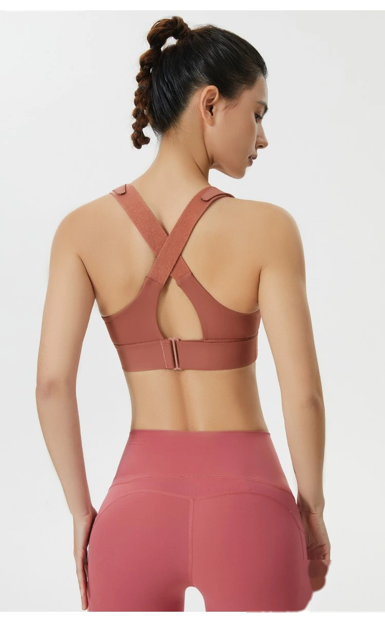 Womens zip sports bras high strength adjustable workout gym bra detail