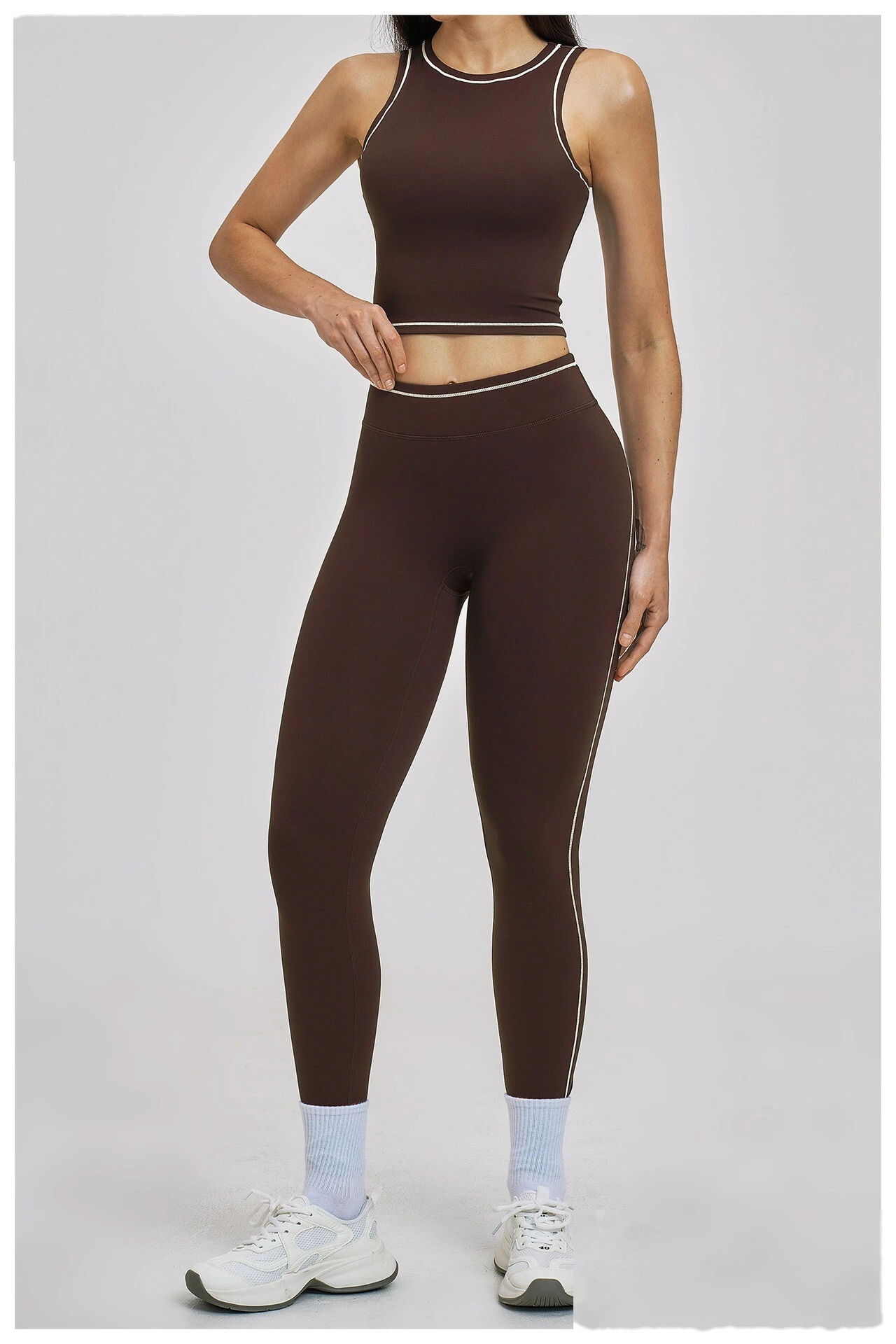Custom Women’s High Waist Color Block Fitness Leggings Quick Dry Slim Workout Pants Running Sports Trousers detail