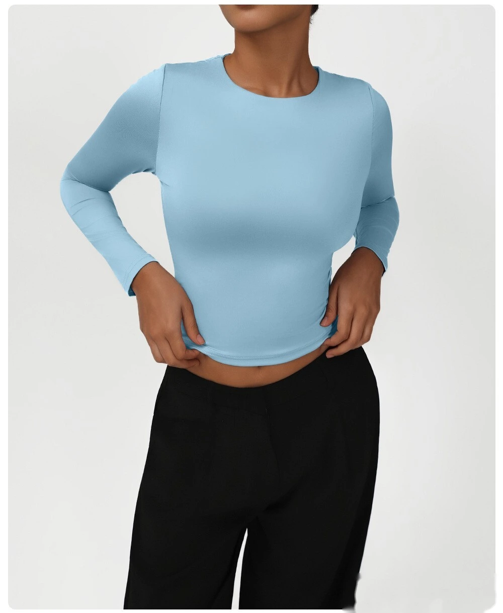 Customized skims new high-elastic dance training sports fitness clothes tight yoga long-sleeved T-shirt detail