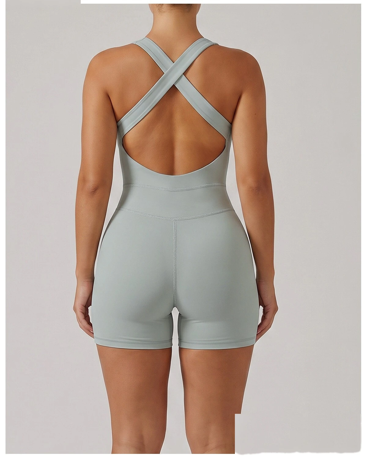 Custom European American Cross Back Shaping Jumpsuit, Sleeveless Waist & Hip Lifting Summer Yoga Bodysuit detail