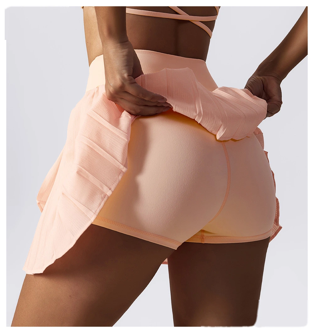 Women 2 in 1 quick dry running tennis skirts pleats fitness workout skirts detail