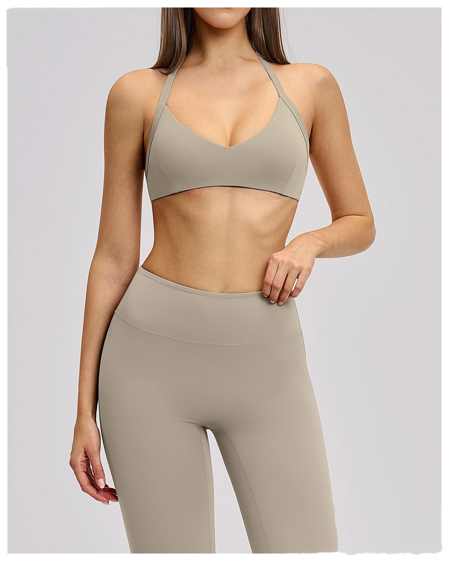 Custom Halter Neck Sports Bra Hollow Back Design Supportive Yoga Bra for Gym Workout Running detail