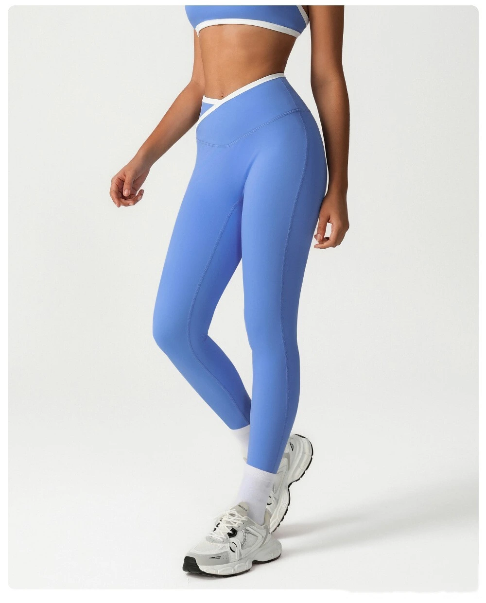 Custom-made comfortable tight-fitting yoga pants cross high waist sports pants training running fitness pants detail