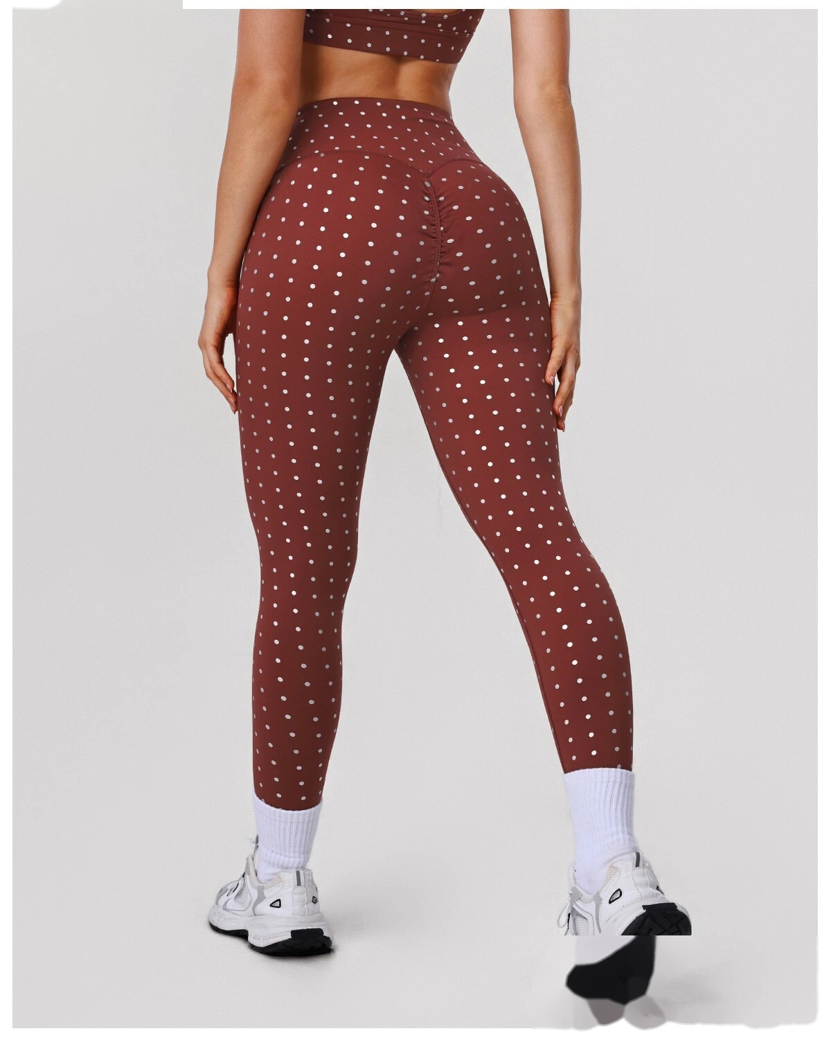 Bulk Custom Silver Polka Dot Yoga Leggings - Factory Direct High-Waisted Tights Products detail