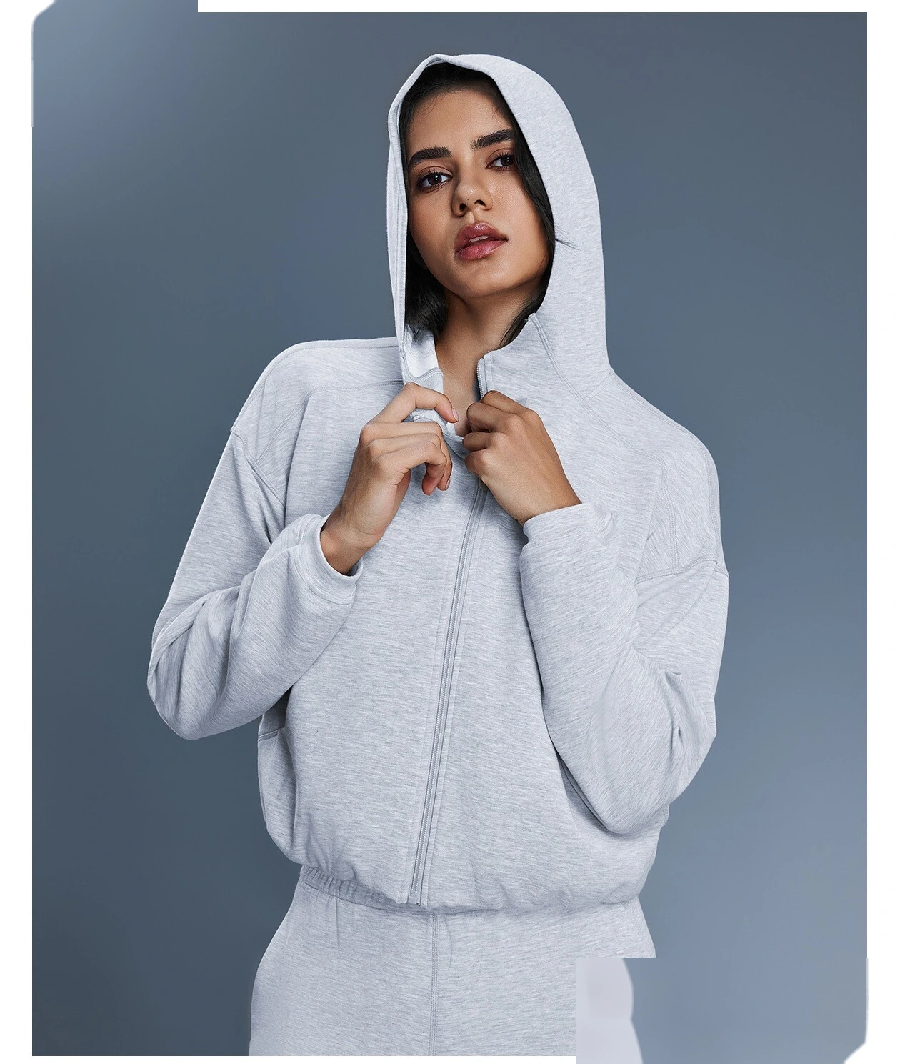 New Custom Women's Zip-Up Hooded Jacket - Casual Sportswear for Running & Workout detail