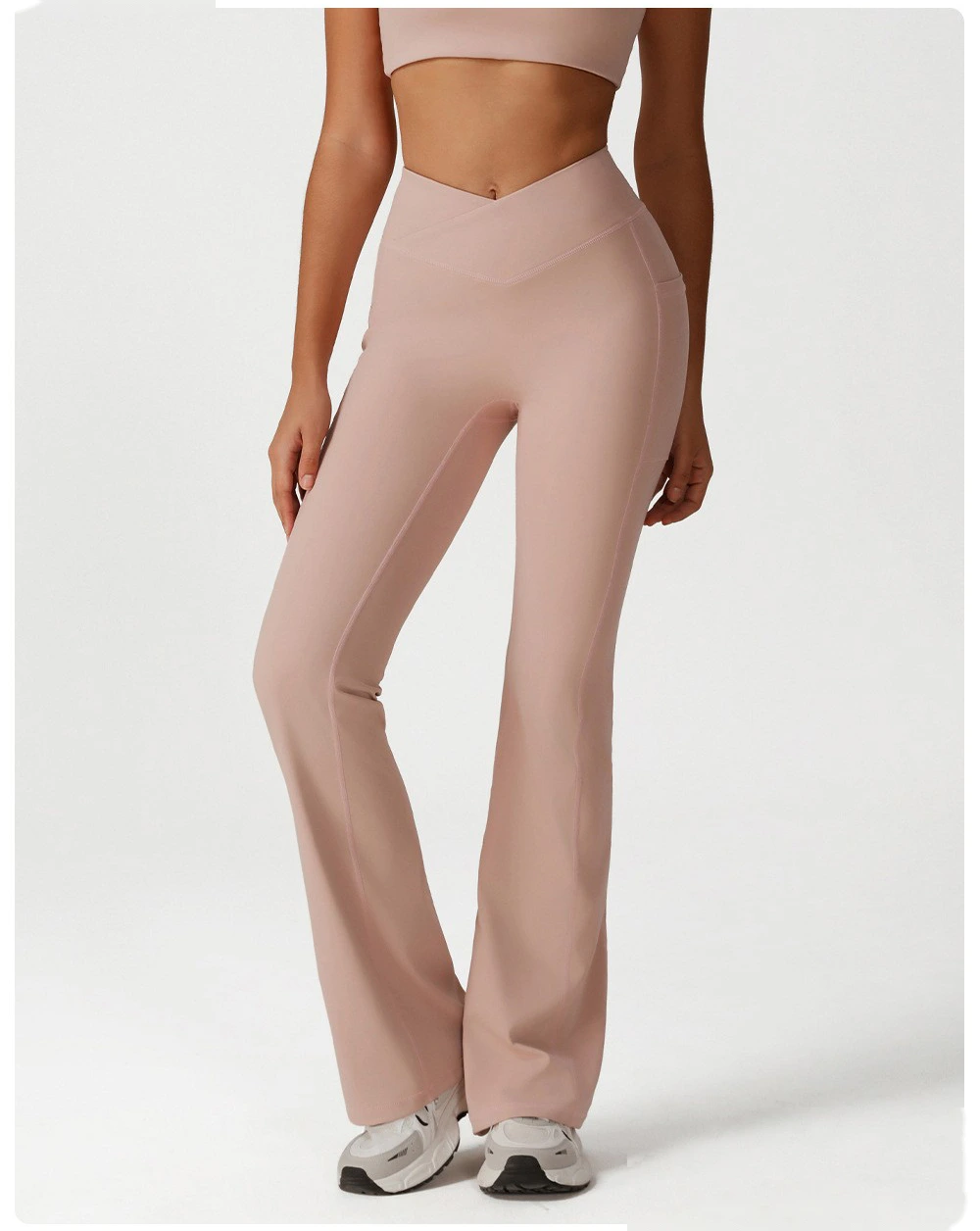 Custom-made cross high waist yoga dance sports wide-leg pants leisure hip fitness micro-pants. detail