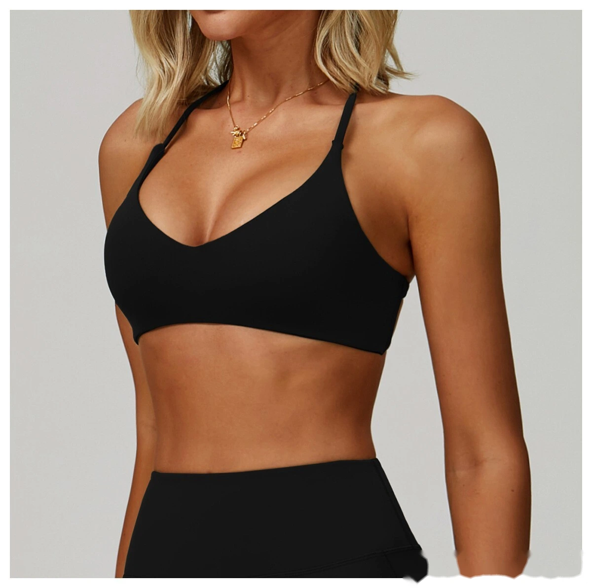 Customized yoga bra quick-drying cross-back high-strength fitness clothes leisure running sports bra detail
