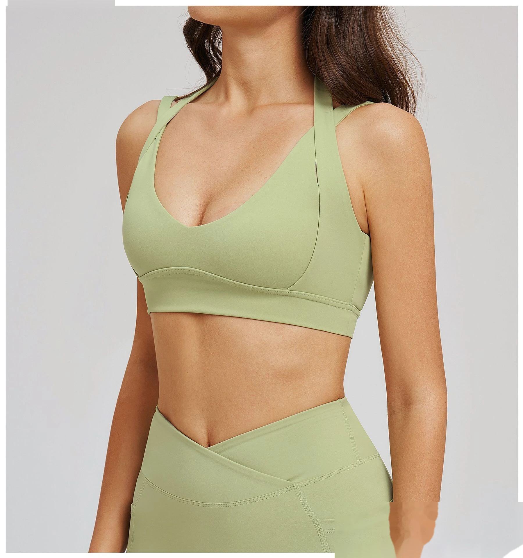 Premium Nude Sensation Sports Bra Women Custom Elegant Open Back Yoga Running Workout Bra detail