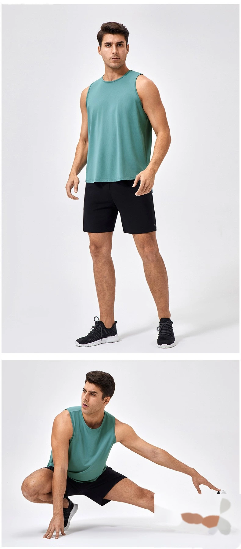 Customized men's breathable and comfortable high-elastic sports fitness vest detail