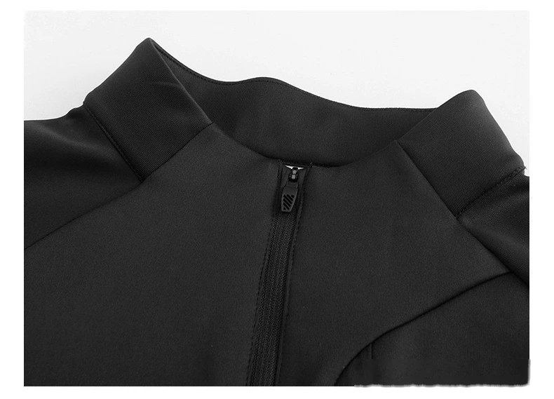 Customized men's stand-up collar long-sleeved leisure sports T-shirt running fitness clothes detail