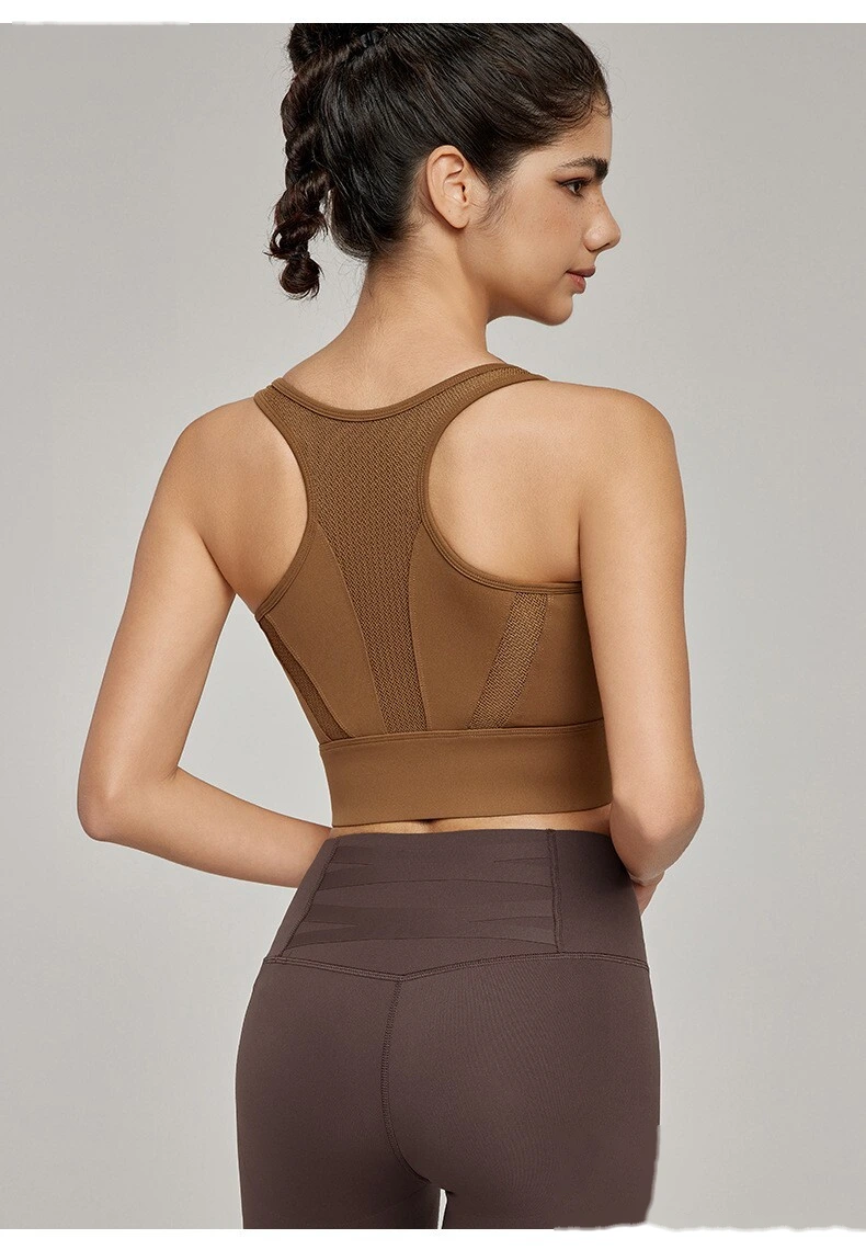 Sports bra women's shock-absorbing front zipper sports vest with chest pad breathable yoga vest detail