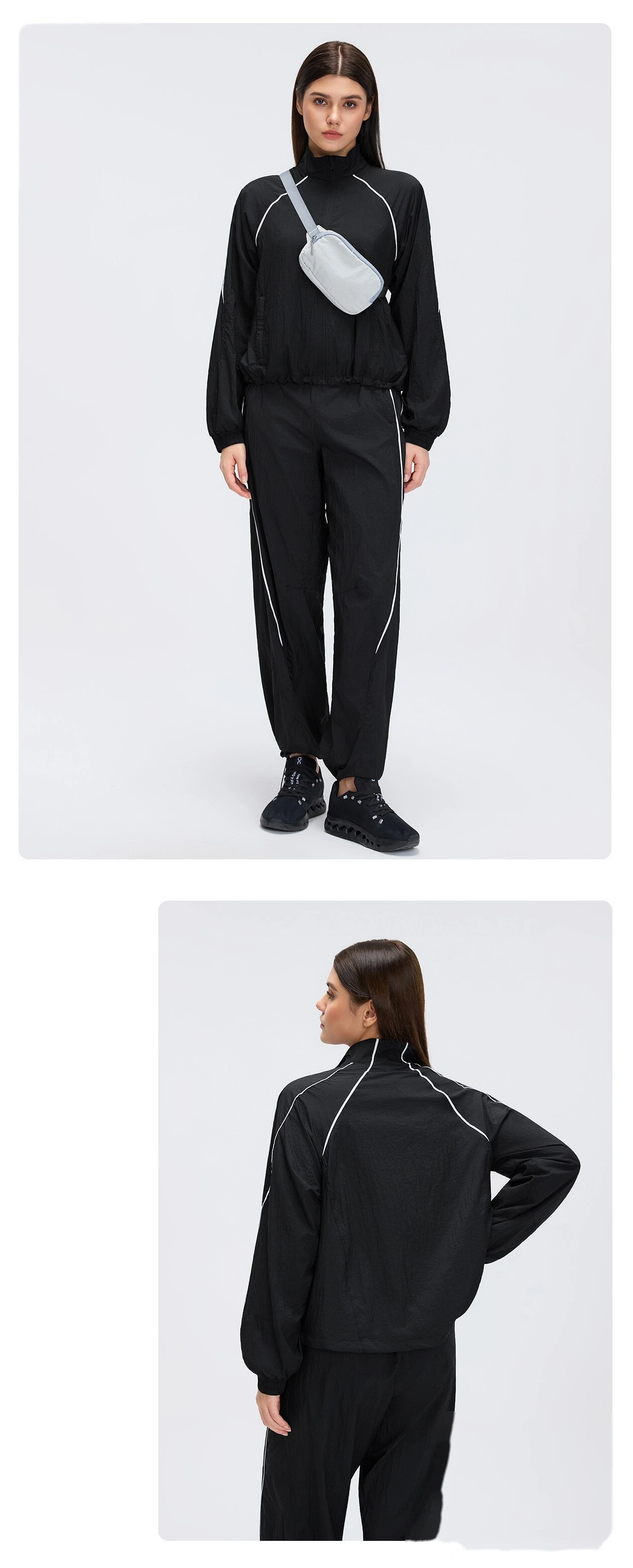 Women’s Spring Summer Light Jacket Outerwear Breathable Casual Running Fitness Tracksuit Set detail