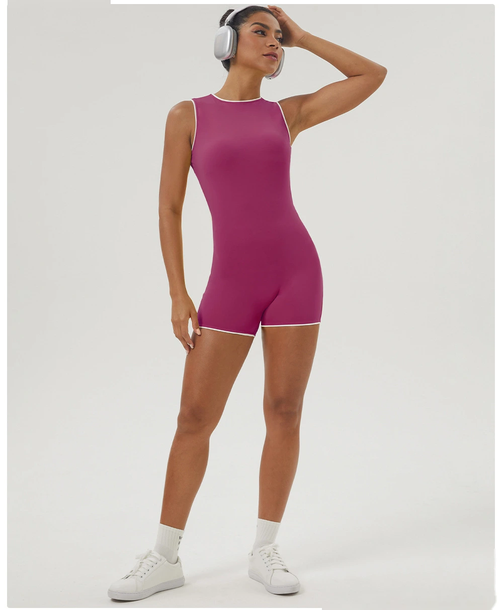 Customized color matching backless sports one-piece yoga fitness clothes sleeveless one-piece women detail