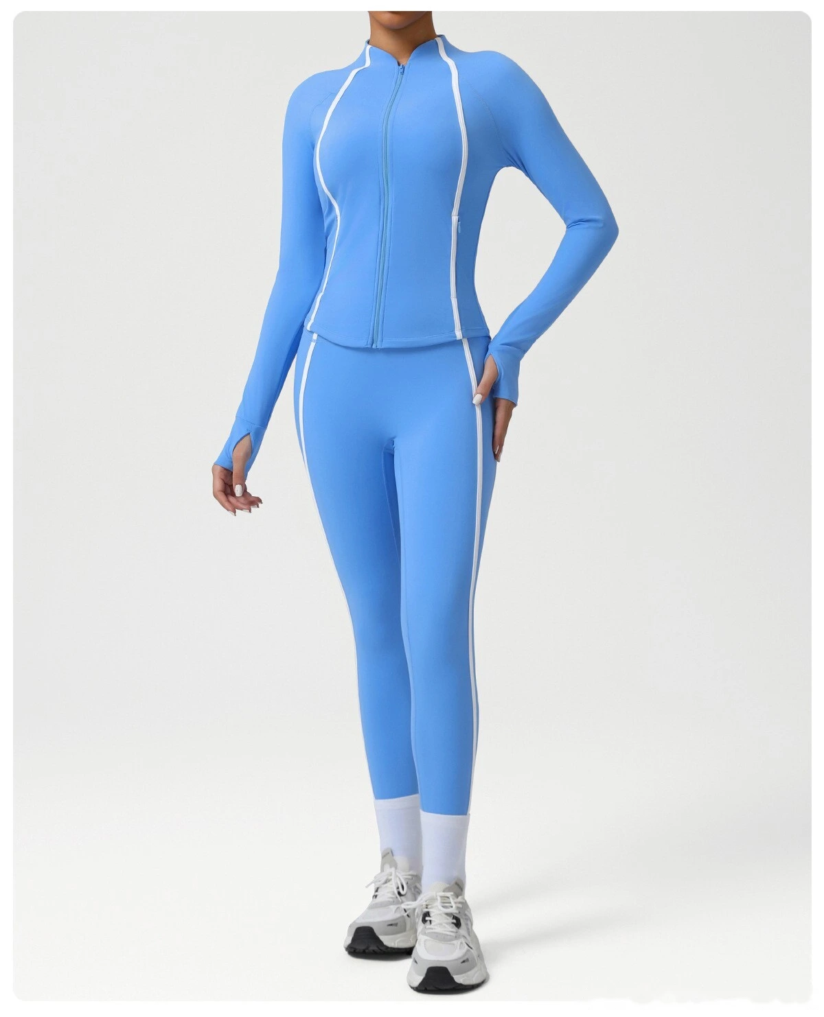 Custom autumn and winter sports yoga clothing jacket zipper cardigan jacket high elastic training fitness jacket detail