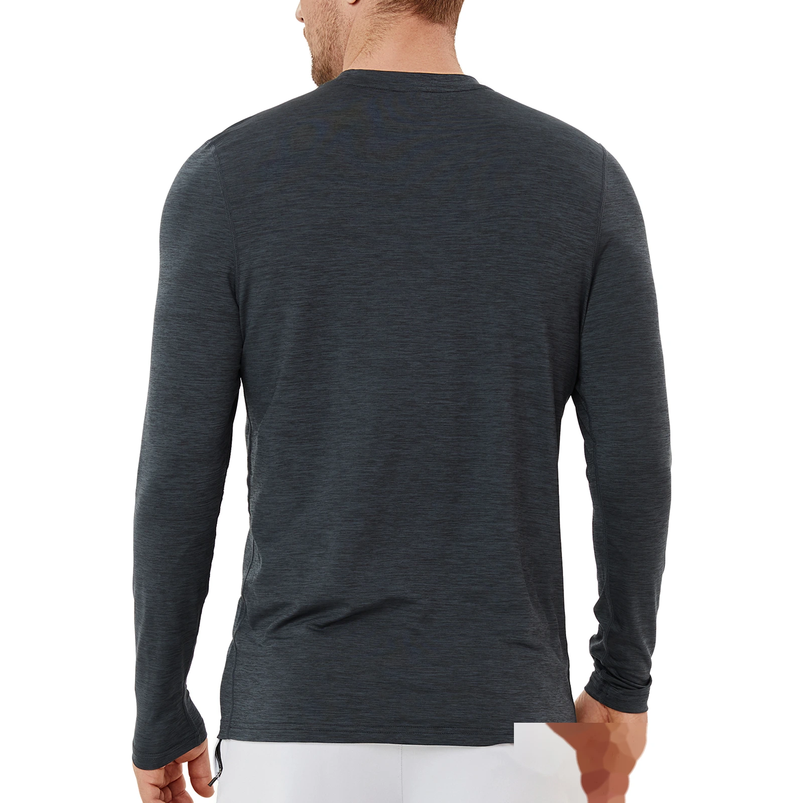 UPF outdoor men's running fitness training sunscreen quick-drying breathable round neck long sleeve T-shirt detail