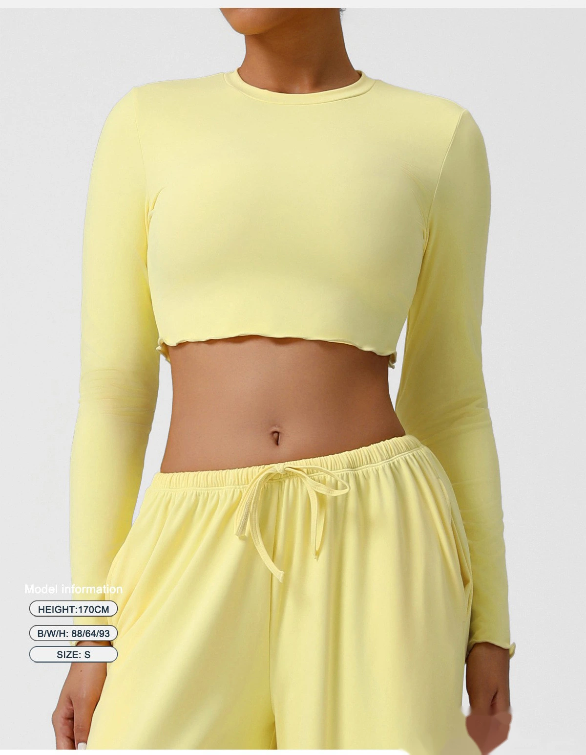 Customize the new yoga fitness suit skin-friendly breathable short slim slimming sports long sleeve T-shirt. detail