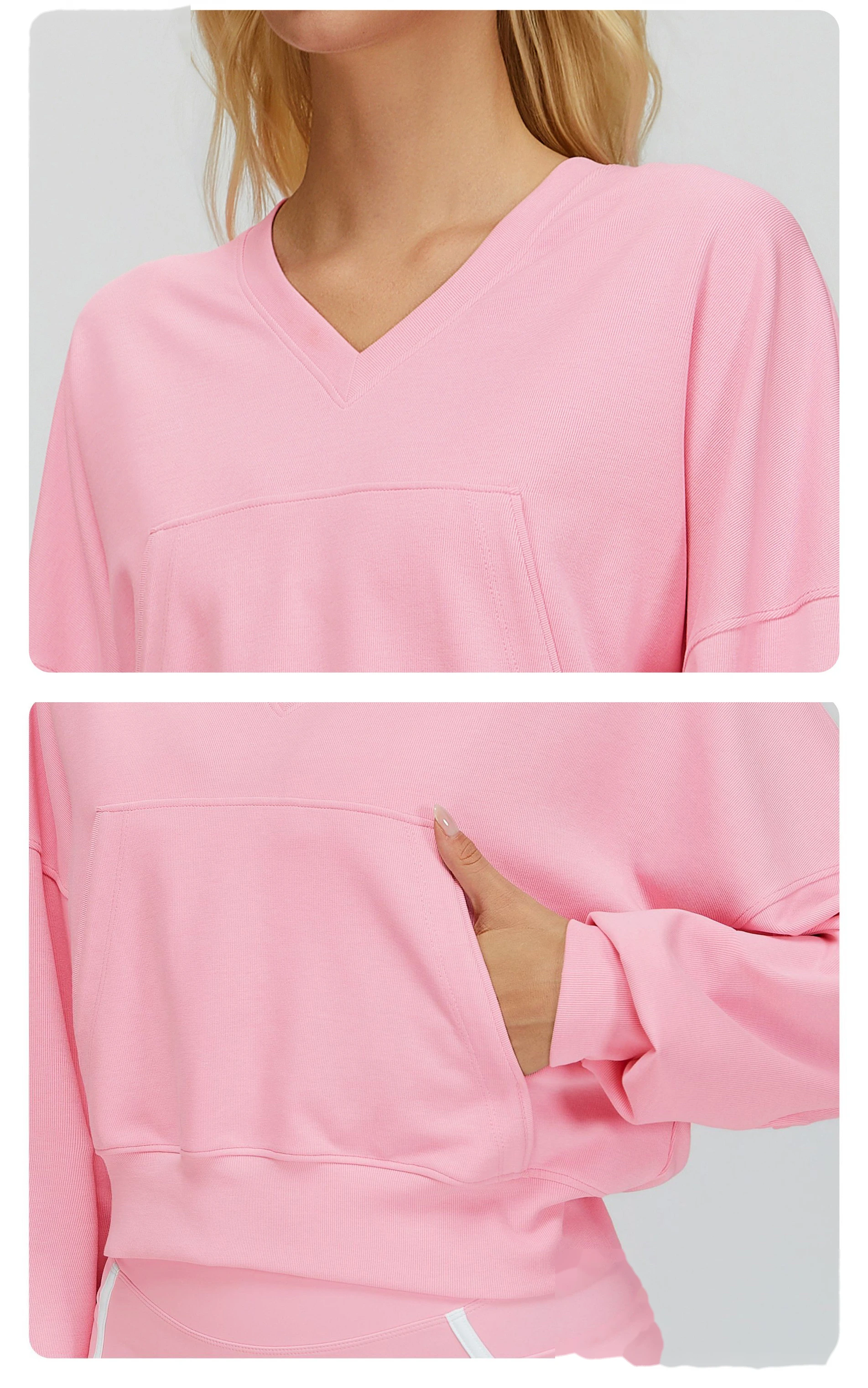 Windproof Hooded Sweatshirt, Women's/Loose Fit Workout Outerwear detail