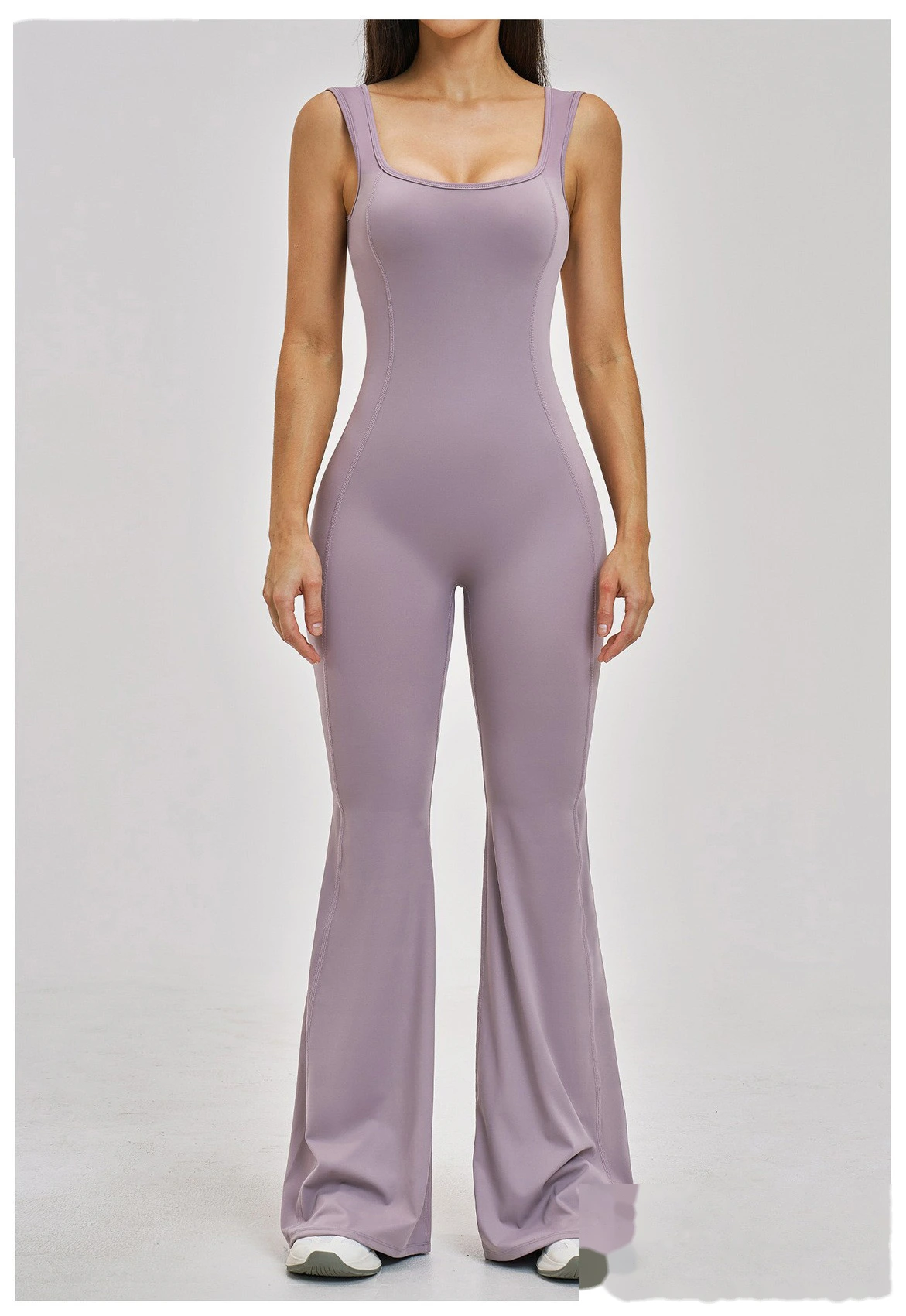 Custom Women’s Flared Leg Yoga One-Piece Outfit Beauty Back Slim Fit Fitness Gym Bodysuit Sport Jumpsuit detail
