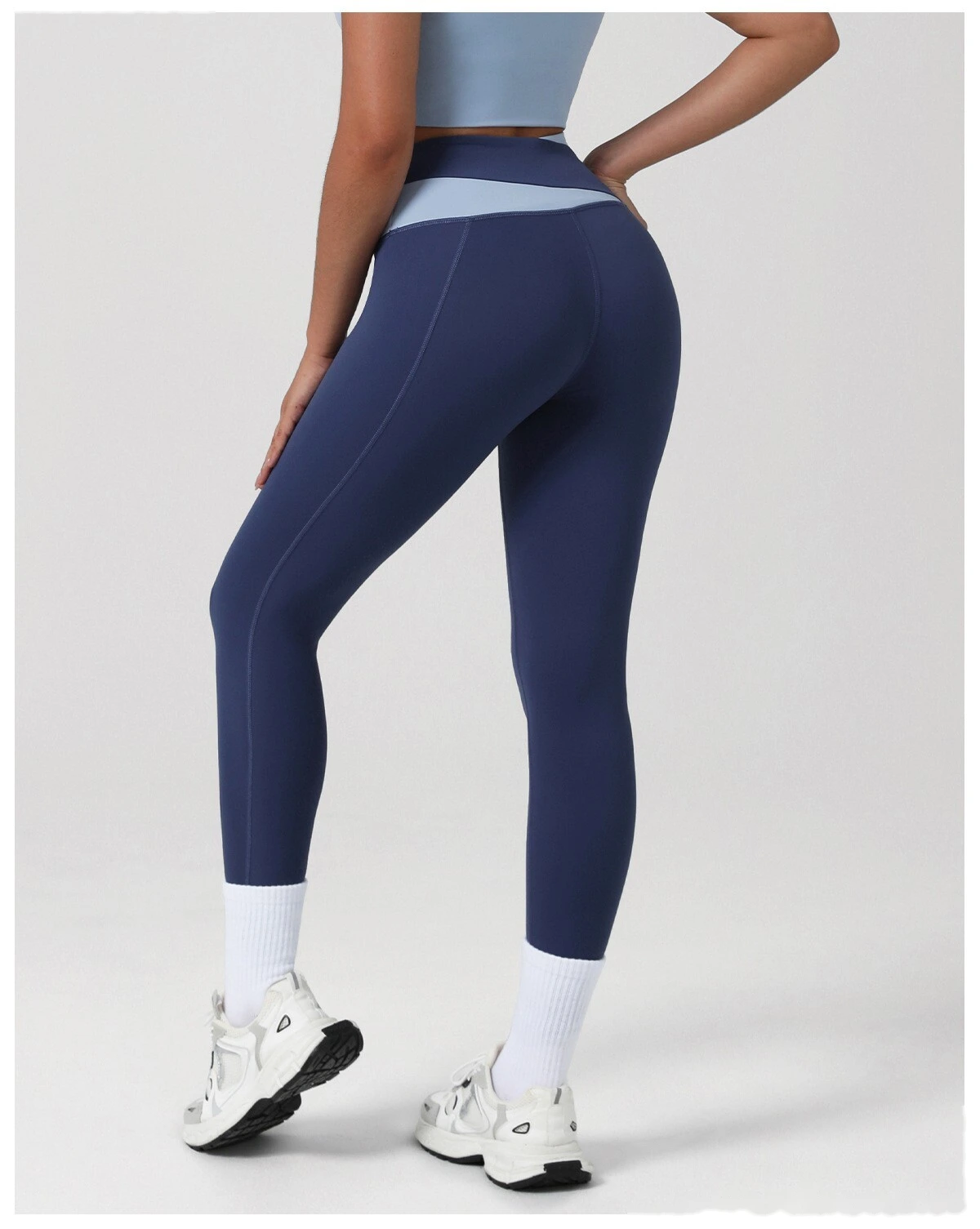 Custom Color-Block High-Waisted Butt-Lifting Yoga Pants - Women's Tight Leggings for Running & Fitness detail
