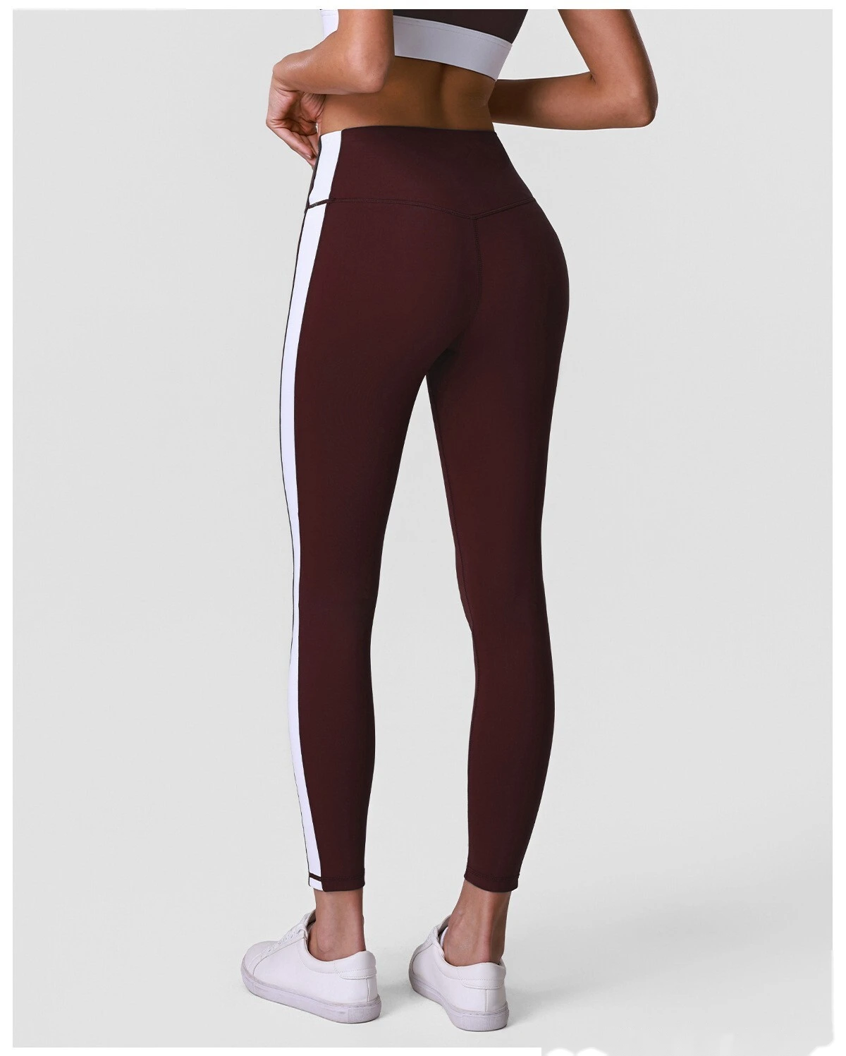 Women’s Custom Color Block Running Pants High Waist Tummy Control Butt Lifting Yoga Fitness Leggings detail