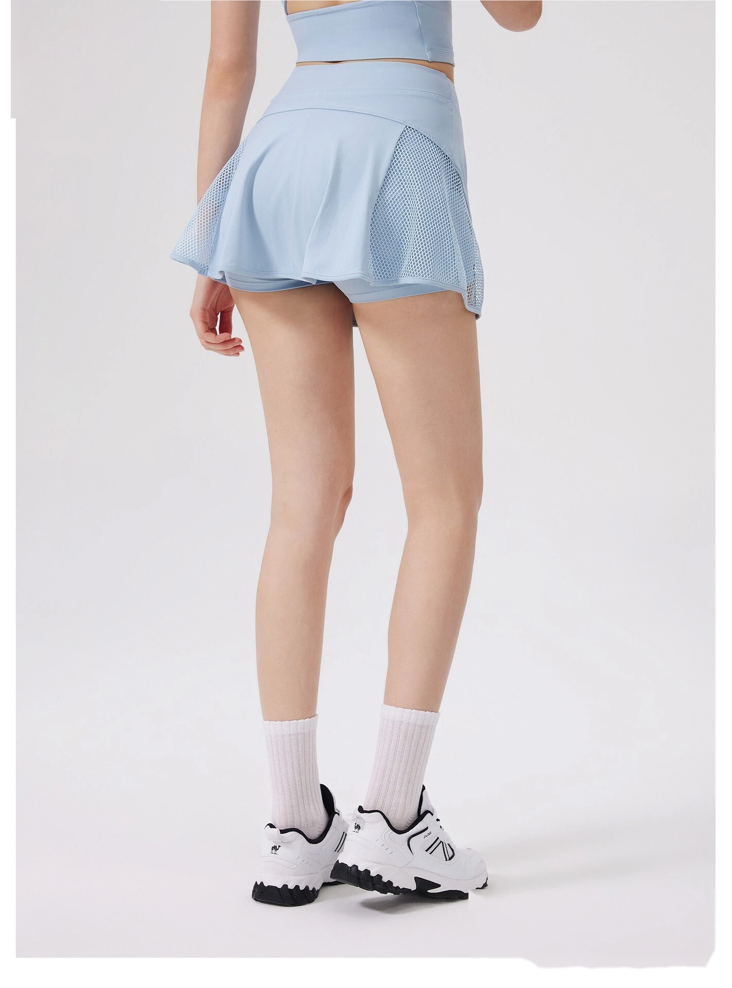 Custom mesh sports skirt nude yoga skirt comfortable anti-exposure skirt pants breathable hollow skirt detail