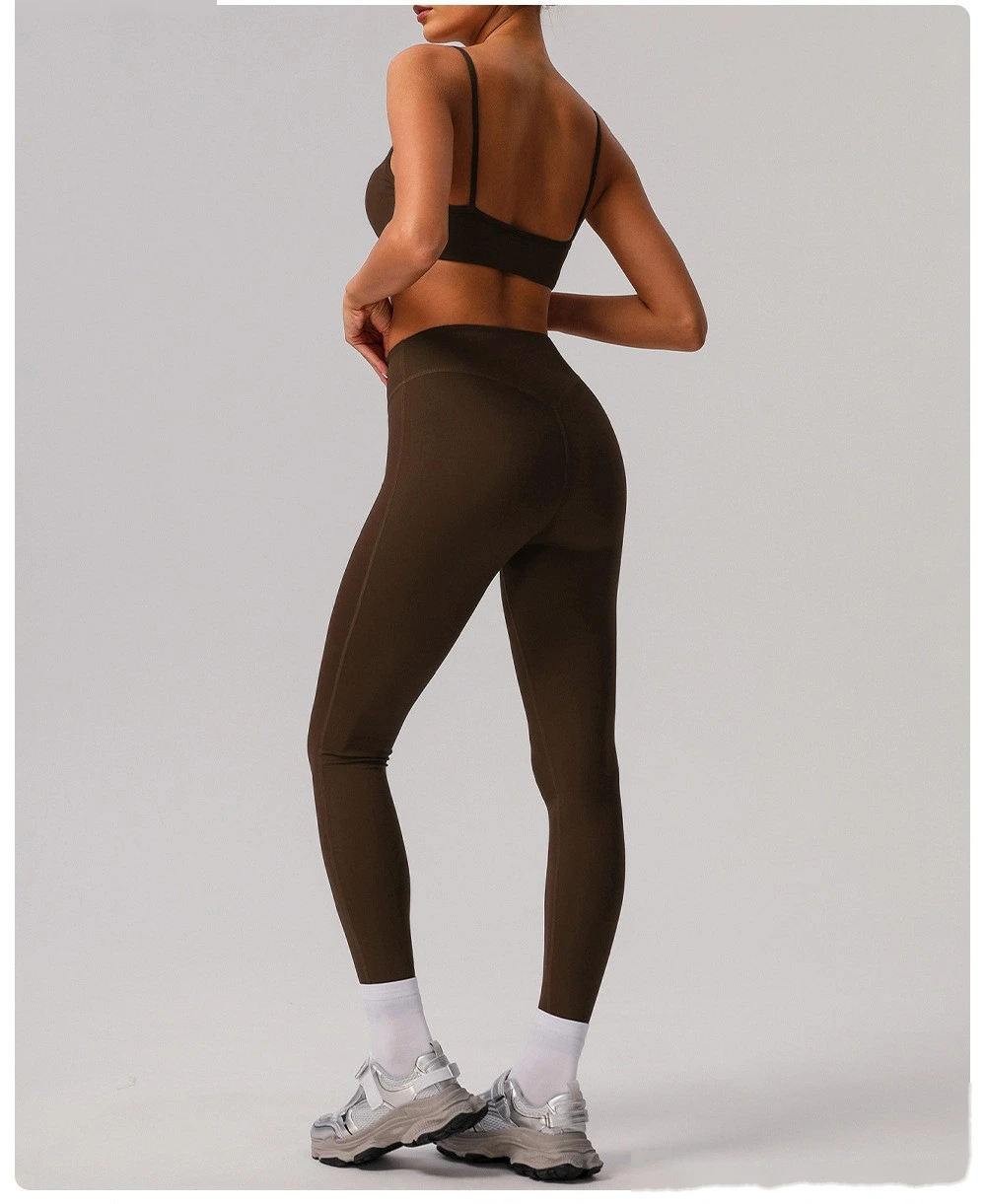 Custom tight nude yoga suit high elastic breathable fitness clothes outdoor body shaping running suit female detail
