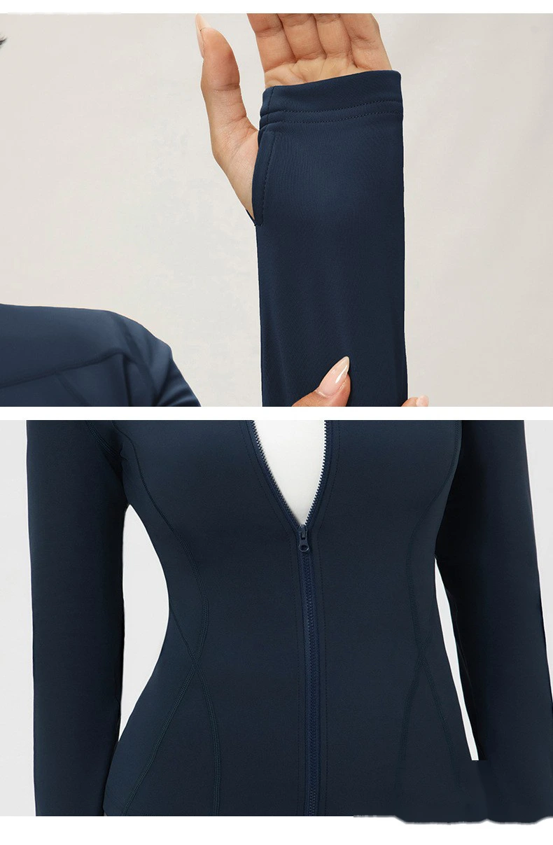 Customizable Women's Autumn-Winter Yoga Coat | Fleece Lined, Slim Waist, Warm Athletic Outerwear detail