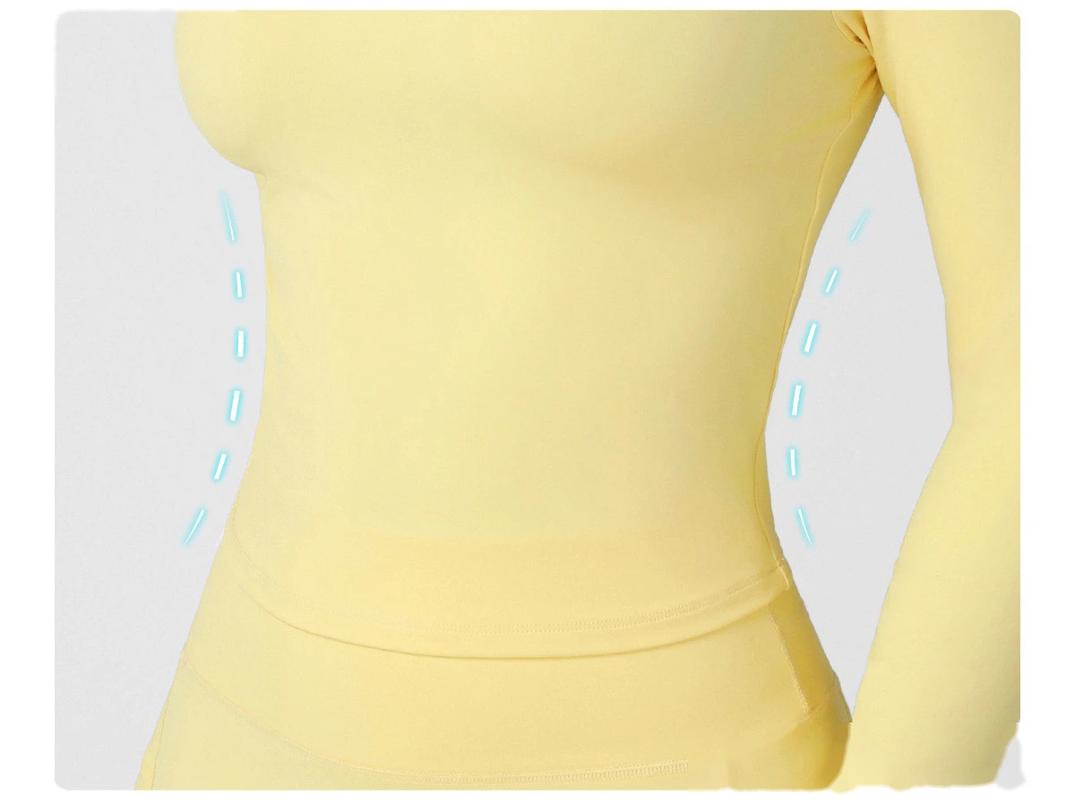 Customized autumn tight high elastic round neck long sleeve T-shirt running outdoor sports yoga top woman detail