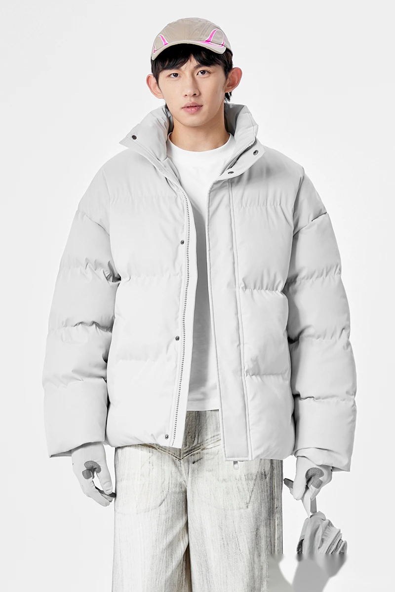 Customized men's and women's winter fashion warm cotton-padded down jacket coat detail