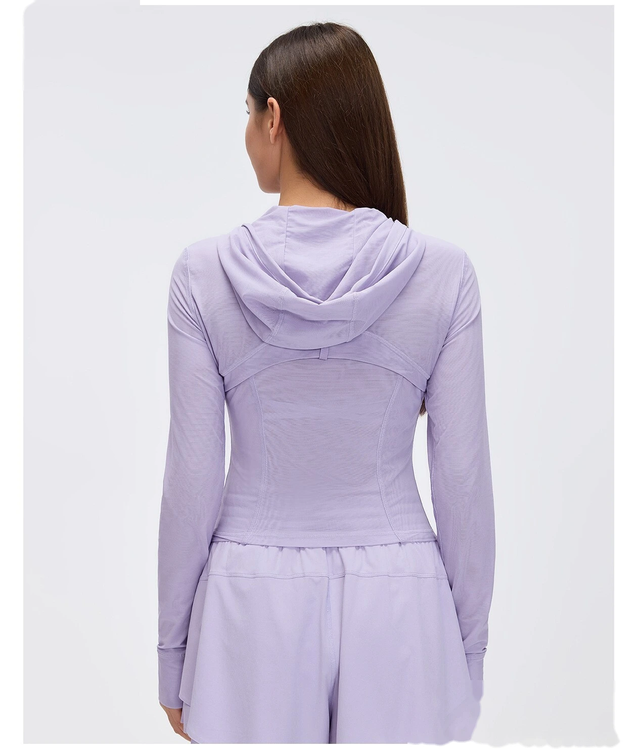 Custom Breathable Mesh Yoga Jacket - Women's Slimming Hooded Full-Zip Running Workout Fitness Jacket detail