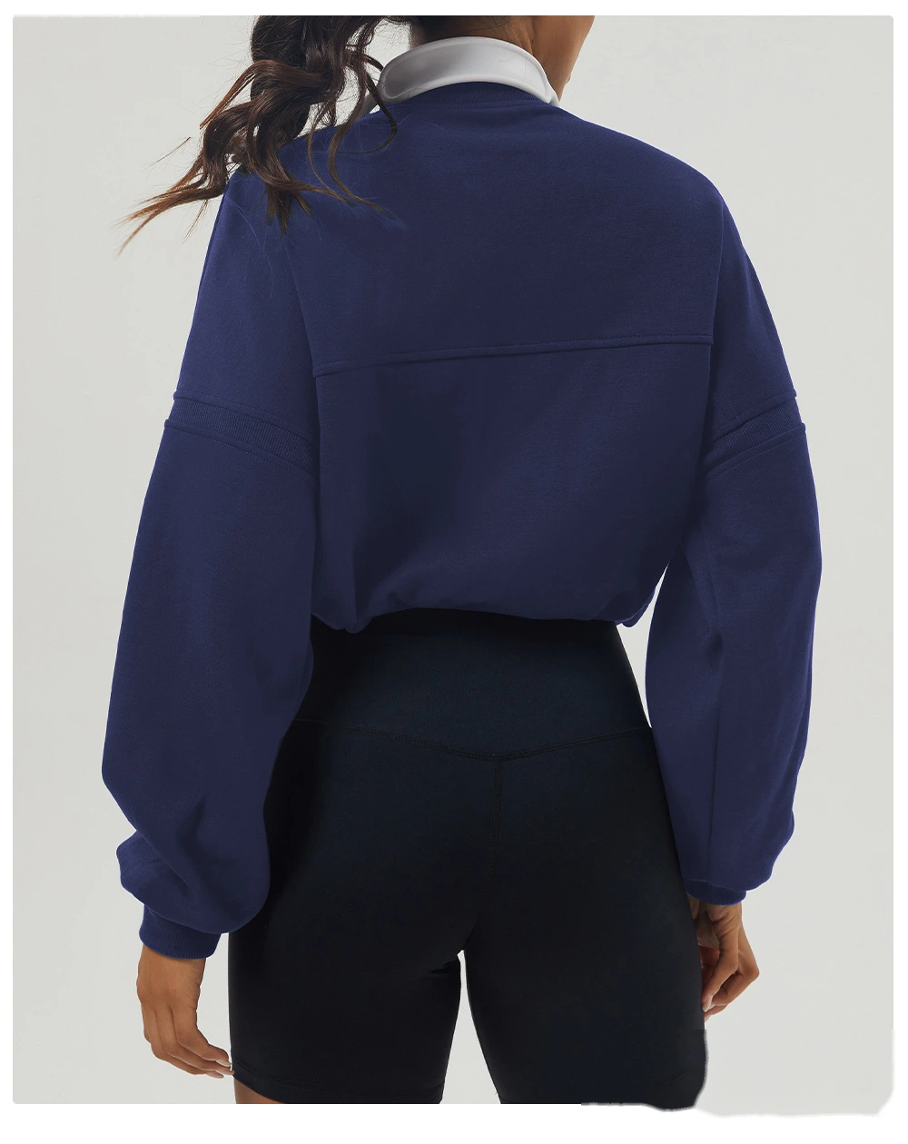 Custom autumn and winter sweater sports fitness long sleeve yoga clothes half zipper loose sweater woman detail